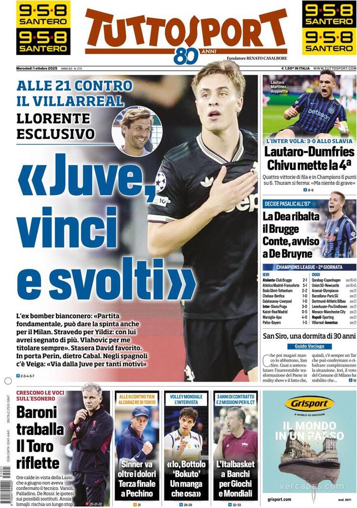 Capa Tuttosport - 2025-10-01