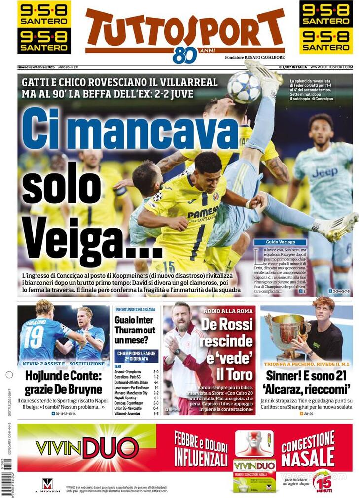 Capa Tuttosport - 2025-10-02