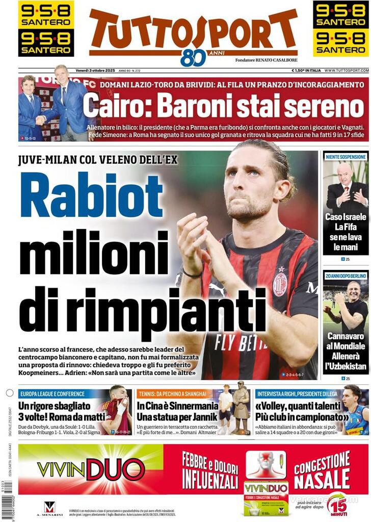 Capa Tuttosport - 2025-10-03