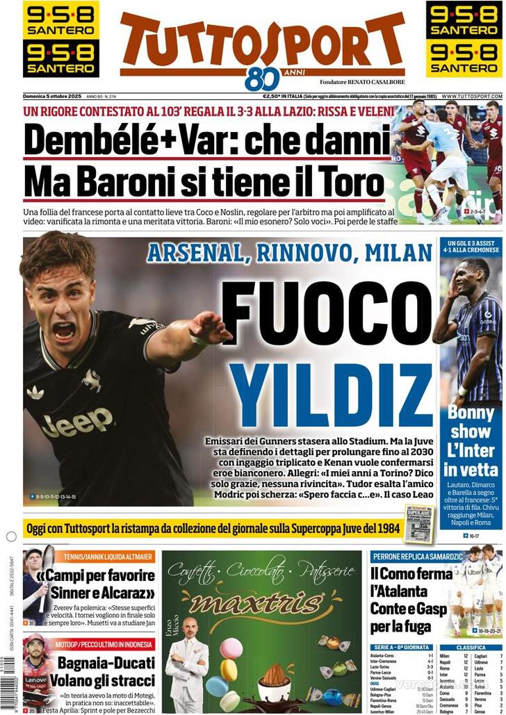 Capa Tuttosport - 2025-10-05