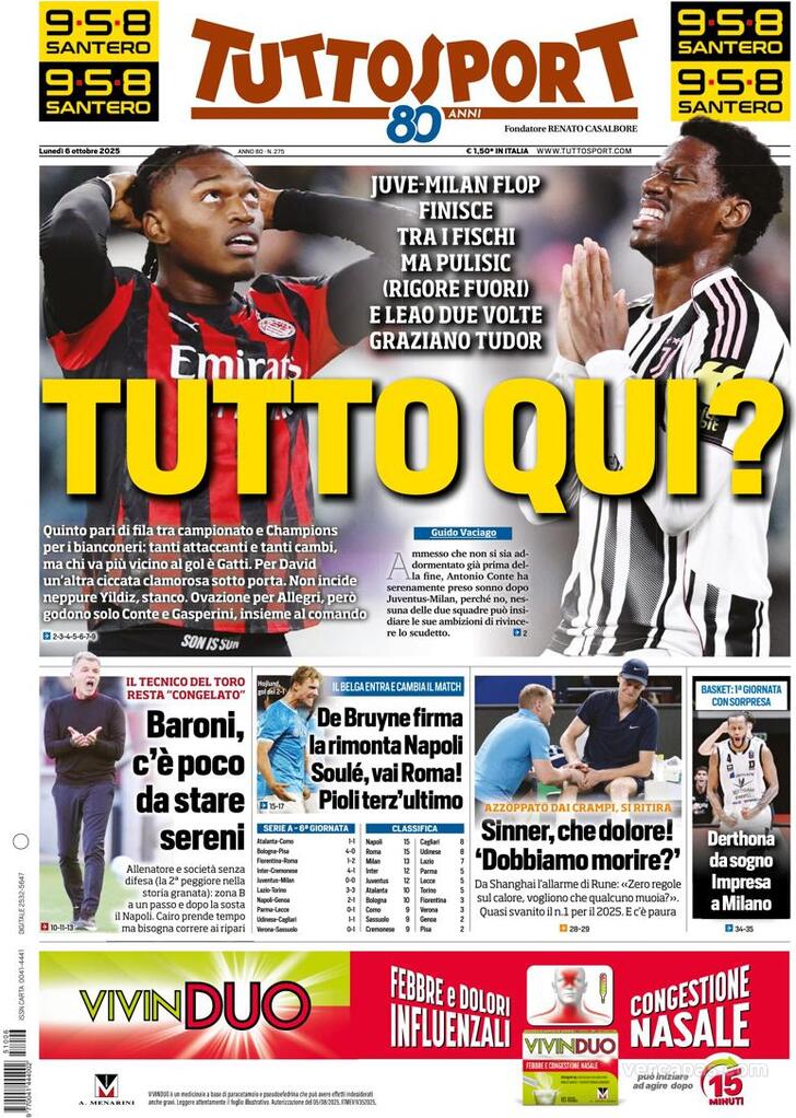 Capa Tuttosport - 2025-10-06