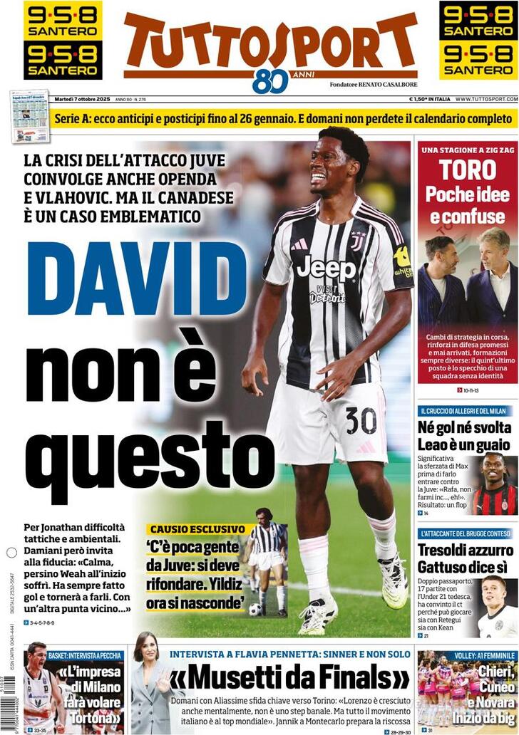 Capa Tuttosport - 2025-10-07