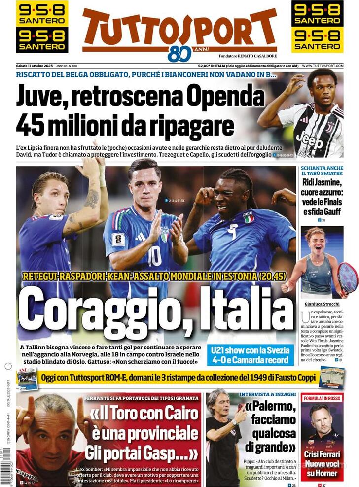 Capa Tuttosport - 2025-10-11