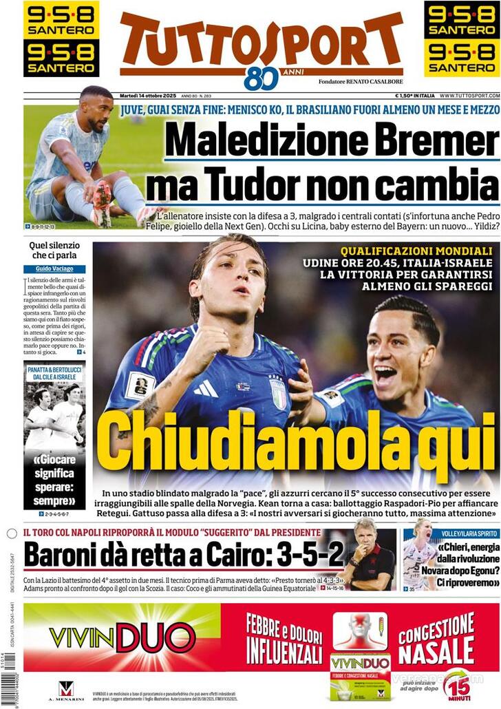 Capa Tuttosport - 2025-10-14
