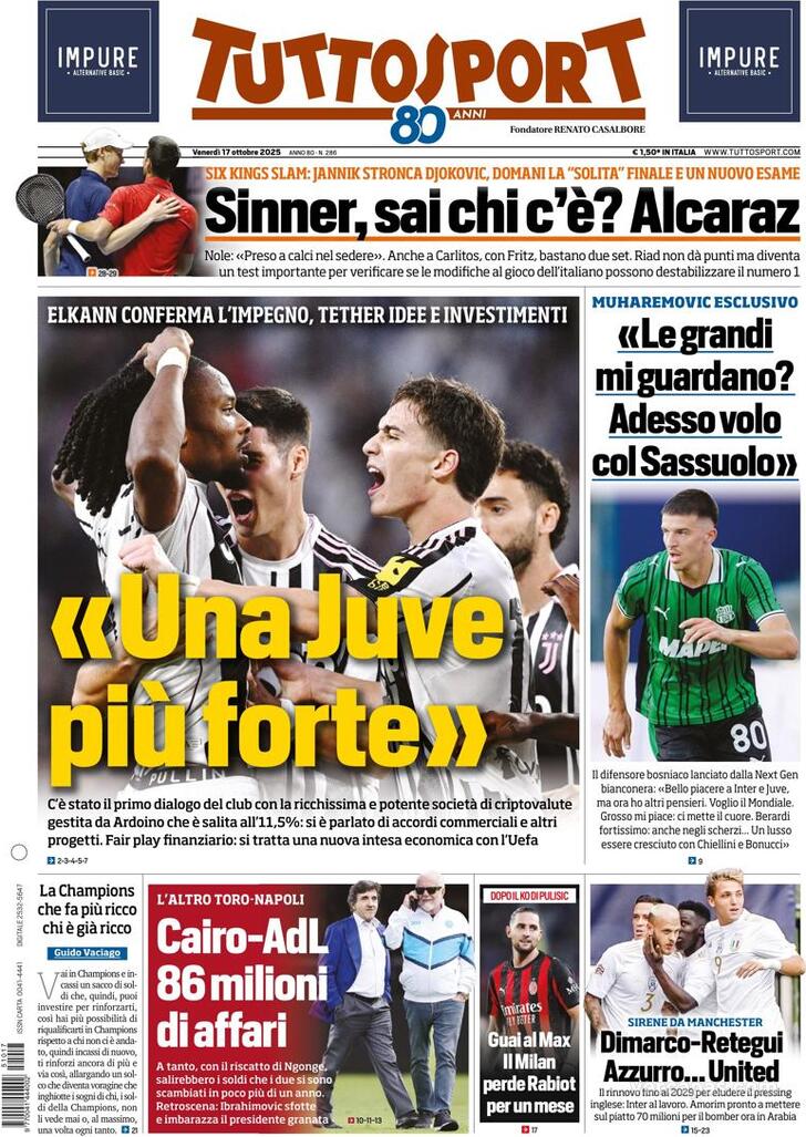 Capa Tuttosport - 2025-10-17
