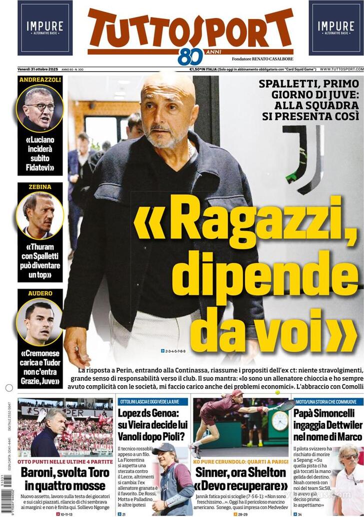 Capa Tuttosport - 2025-10-31