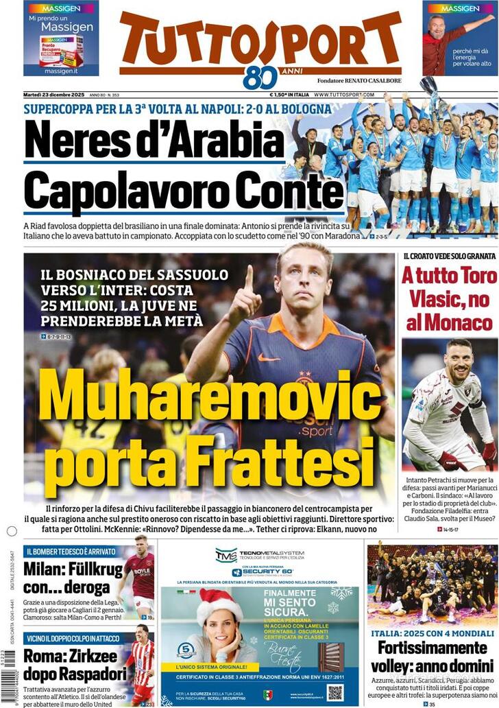 Capa Tuttosport - 2025-12-23