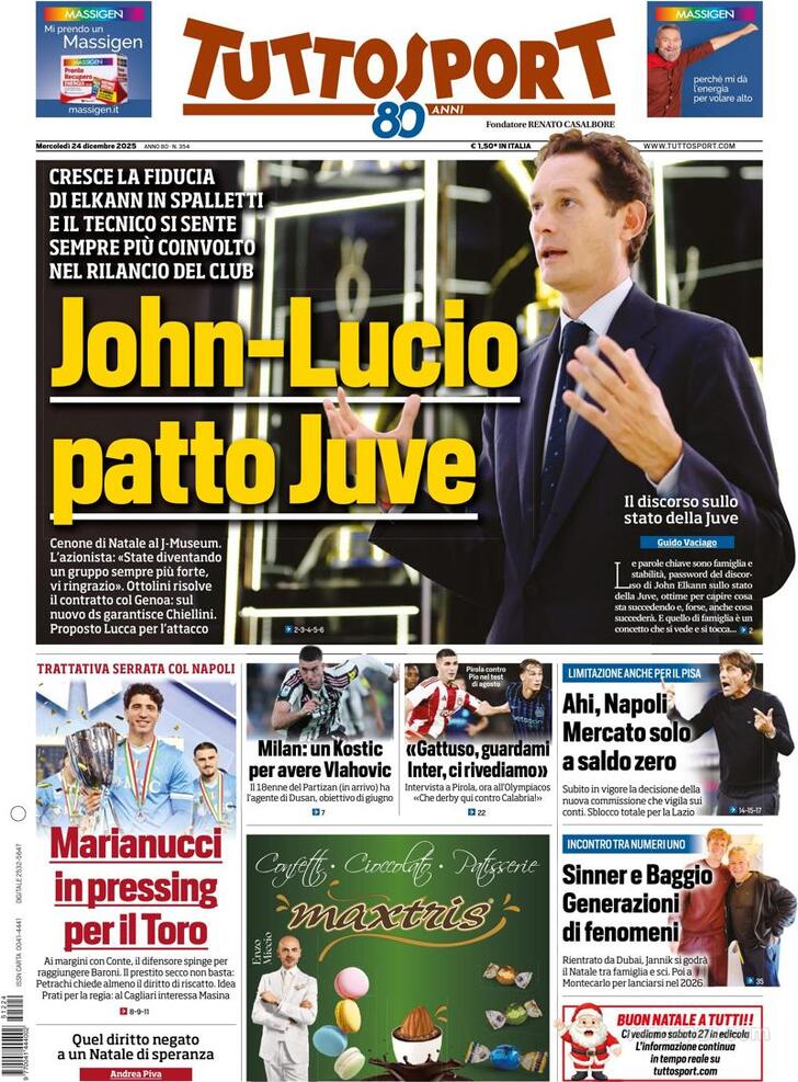 Capa Tuttosport - 2025-12-24