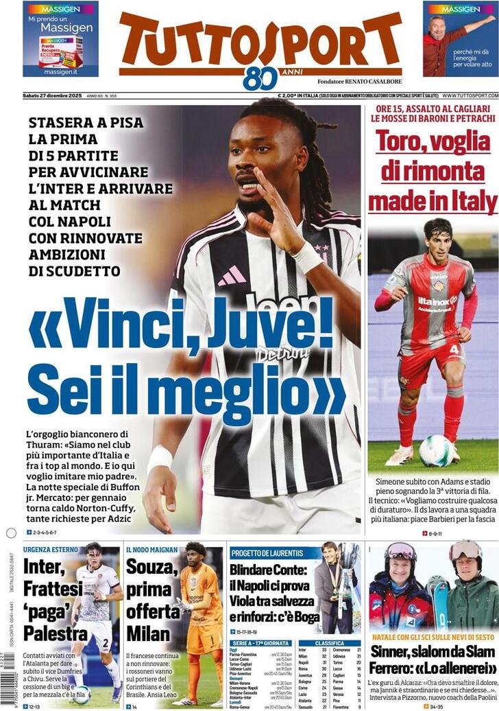 Capa Tuttosport - 2025-12-27