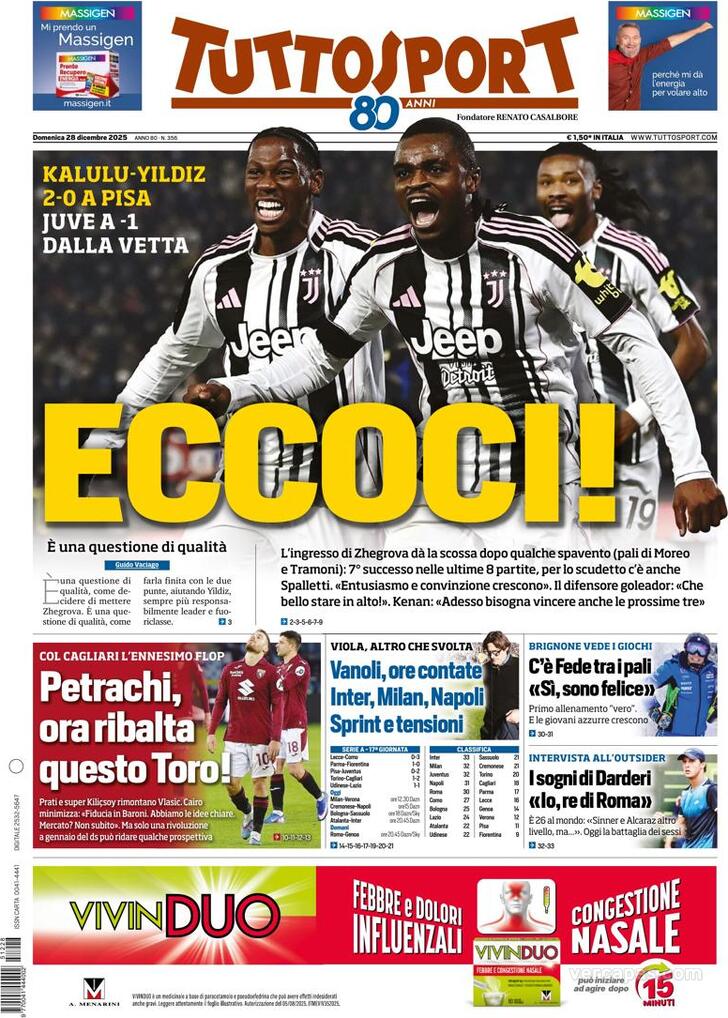 Capa Tuttosport - 2025-12-28