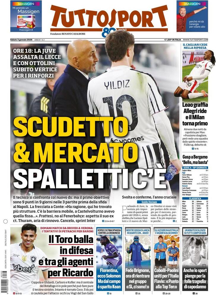 Capa Tuttosport - 2026-01-03