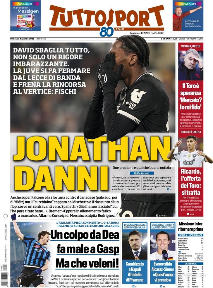 Capa Tuttosport - 2026-01-04