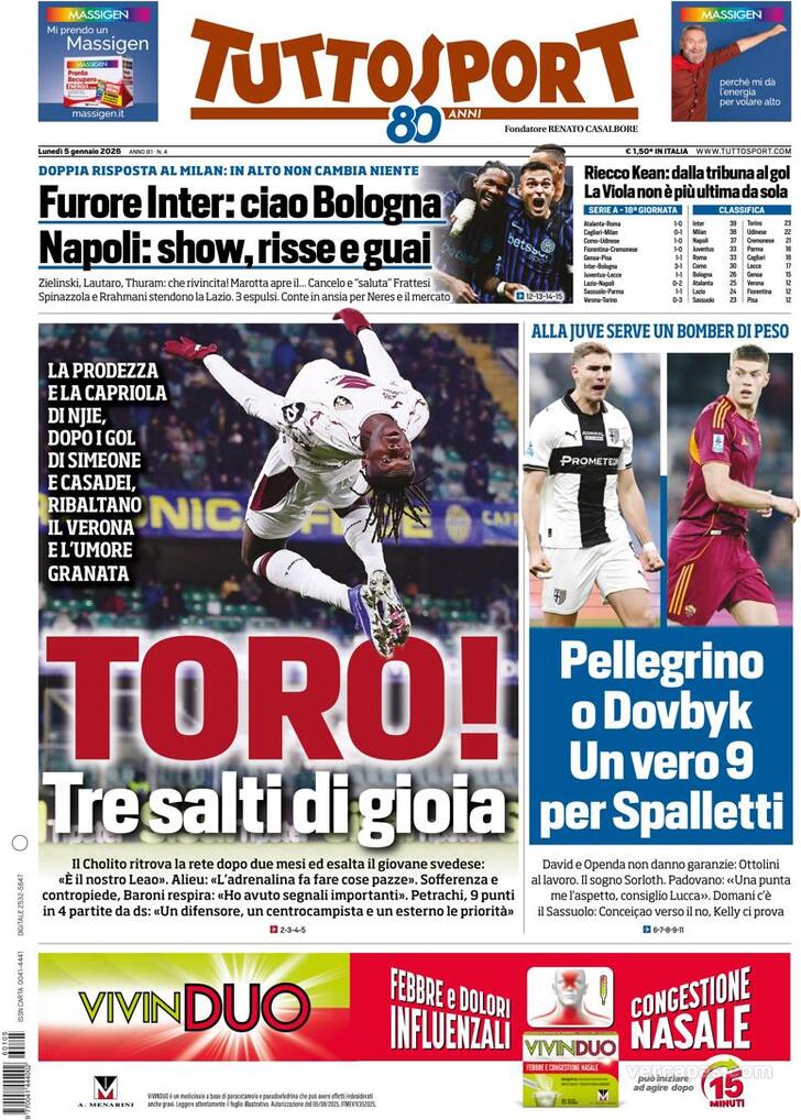 Capa Tuttosport - 2026-01-05