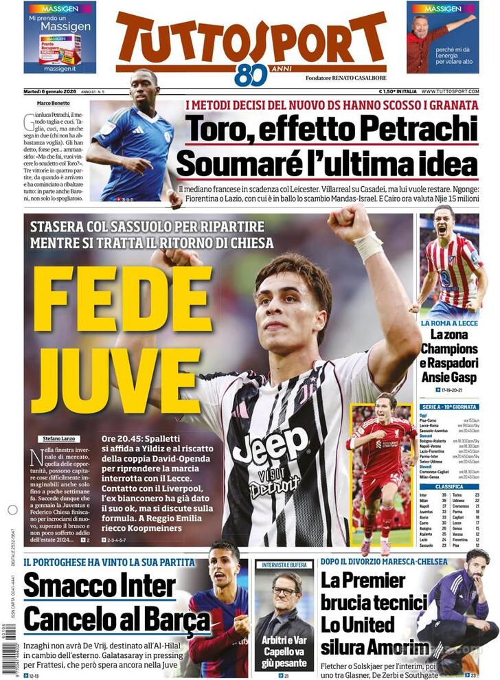 Capa Tuttosport - 2026-01-06