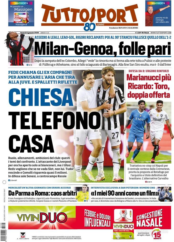 Capa Tuttosport - 2026-01-09