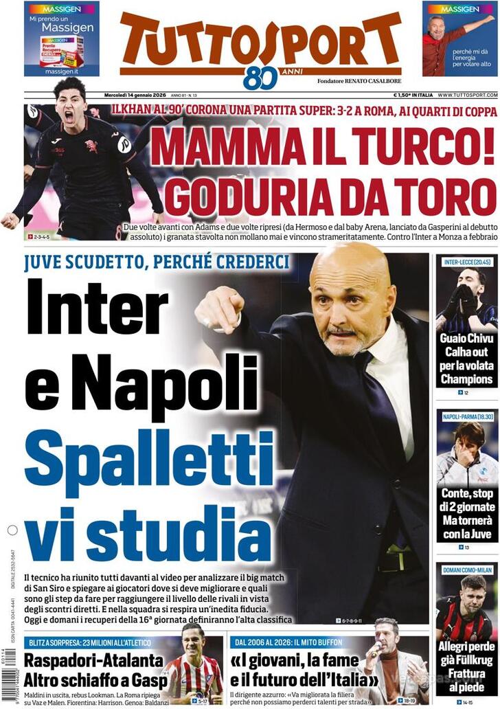 Capa Tuttosport - 2026-01-14