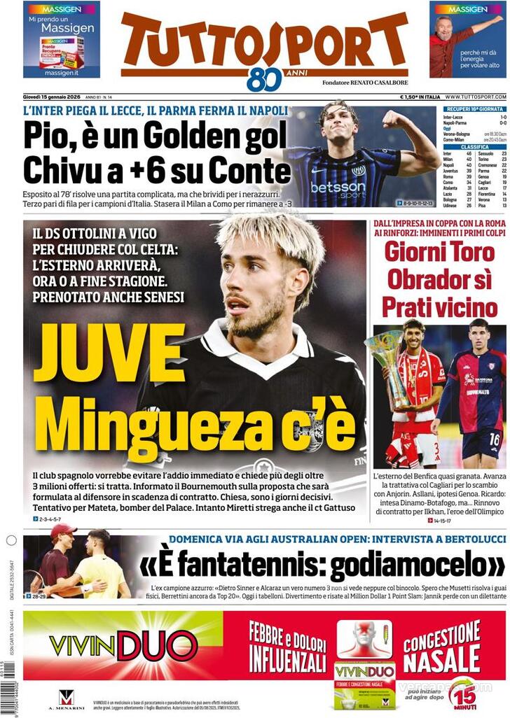 Capa Tuttosport - 2026-01-15