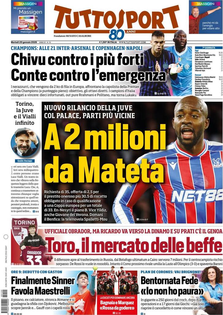 Capa Tuttosport - 2026-01-20