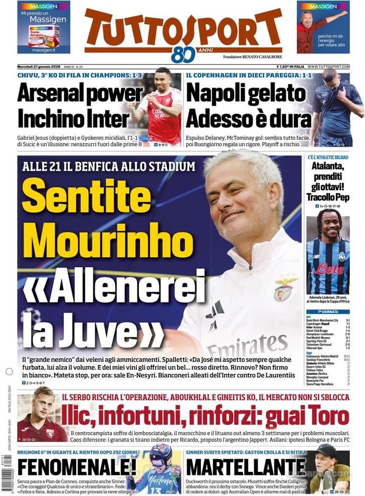 Capa Tuttosport - 2026-01-21