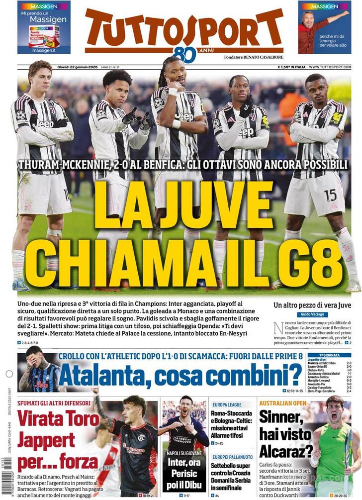 Capa Tuttosport - 2026-01-22