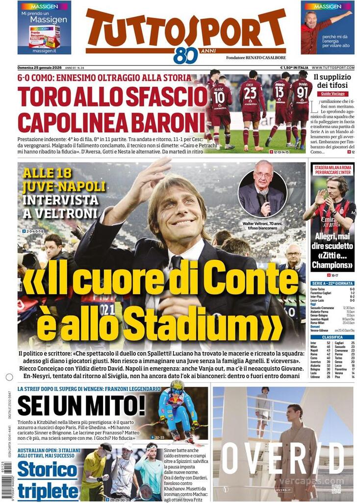 Capa Tuttosport - 2026-01-25
