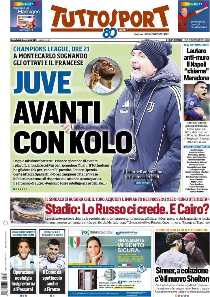 Capa Tuttosport - 2026-01-28