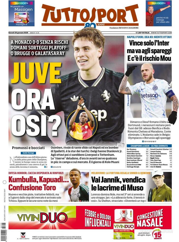 Capa Tuttosport - 2026-01-29