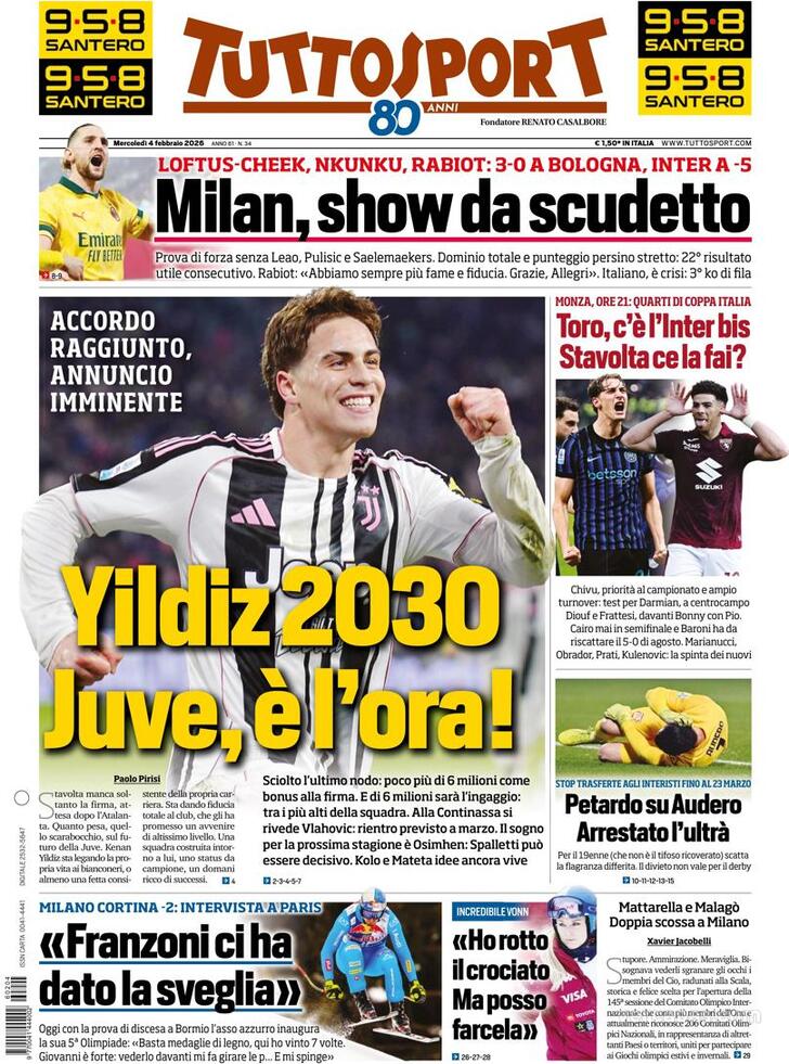 Capa Tuttosport - 2026-02-04