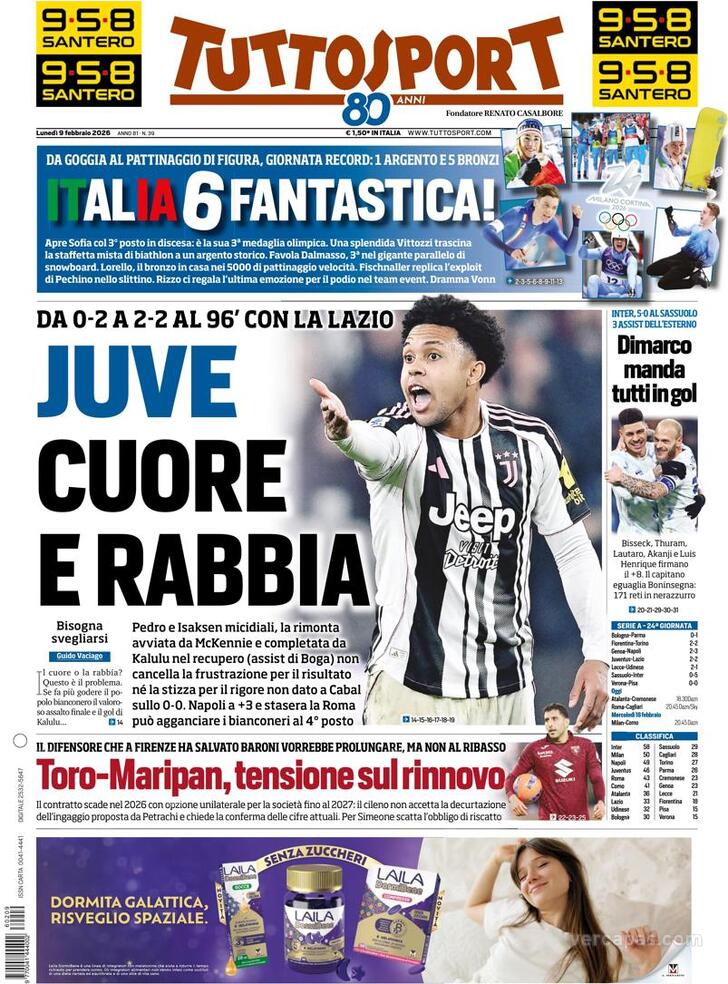 Capa Tuttosport - 2026-02-09