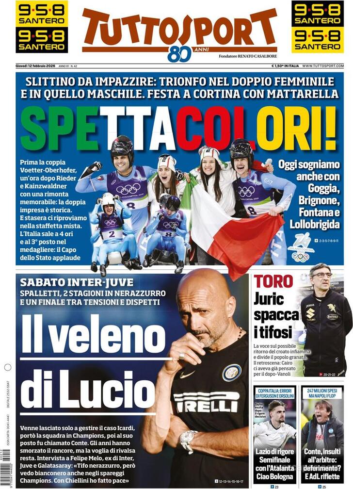 Capa Tuttosport - 2026-02-12