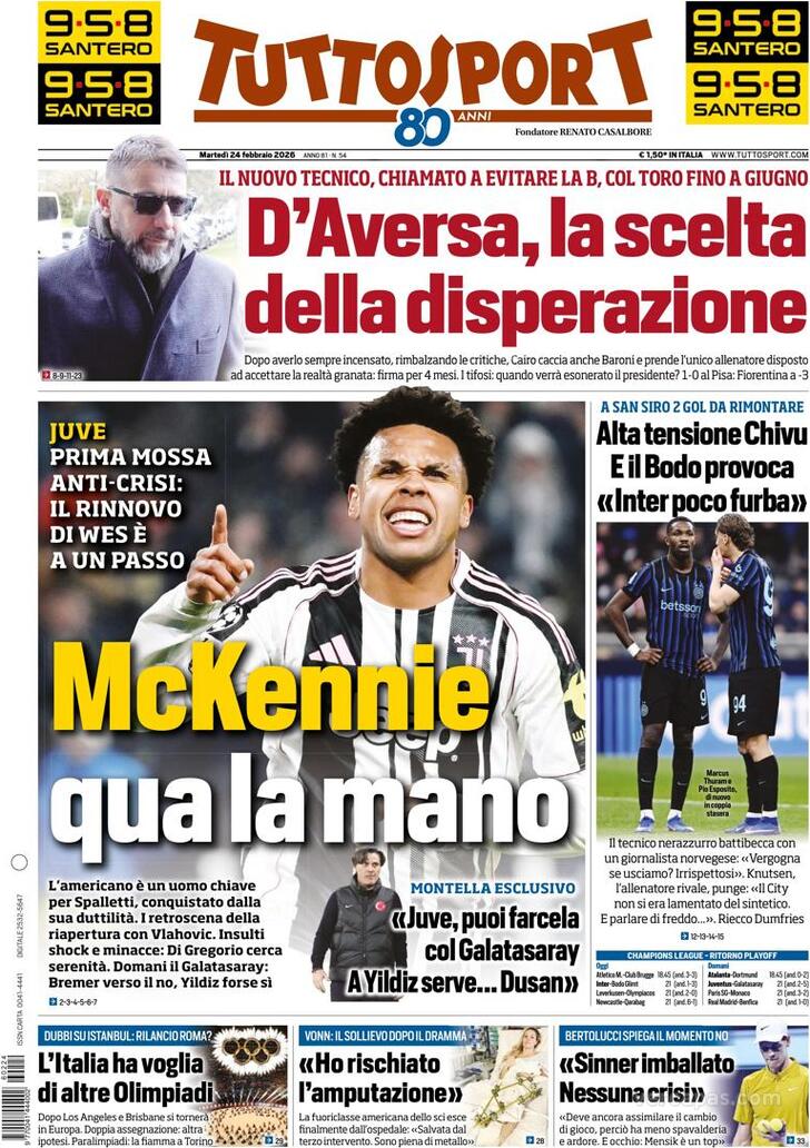 Capa Tuttosport - 2026-02-24