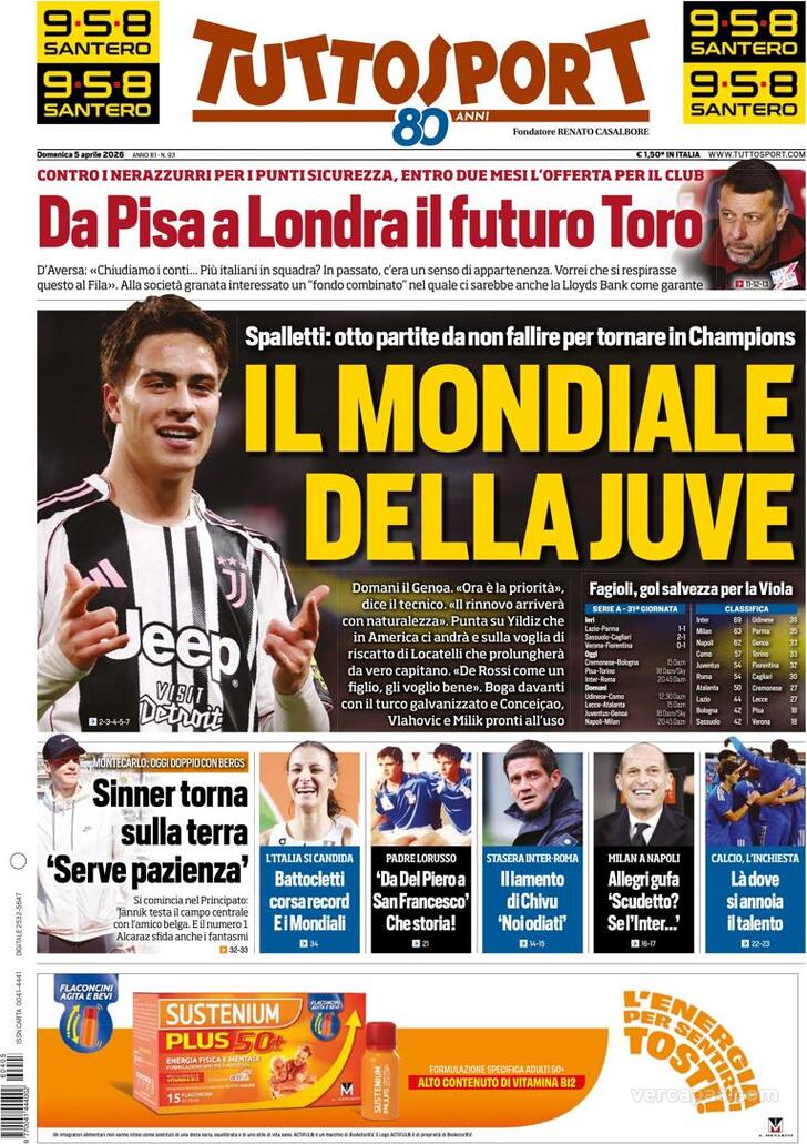 Capa Tuttosport - 2026-04-05
