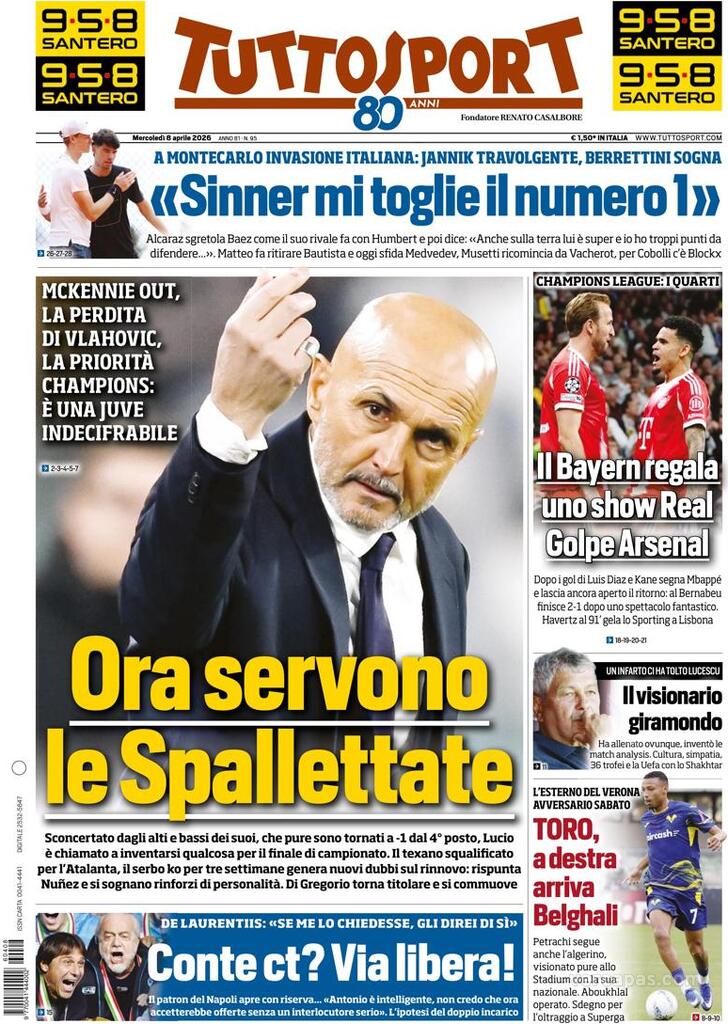 Capa Tuttosport - 2026-04-08
