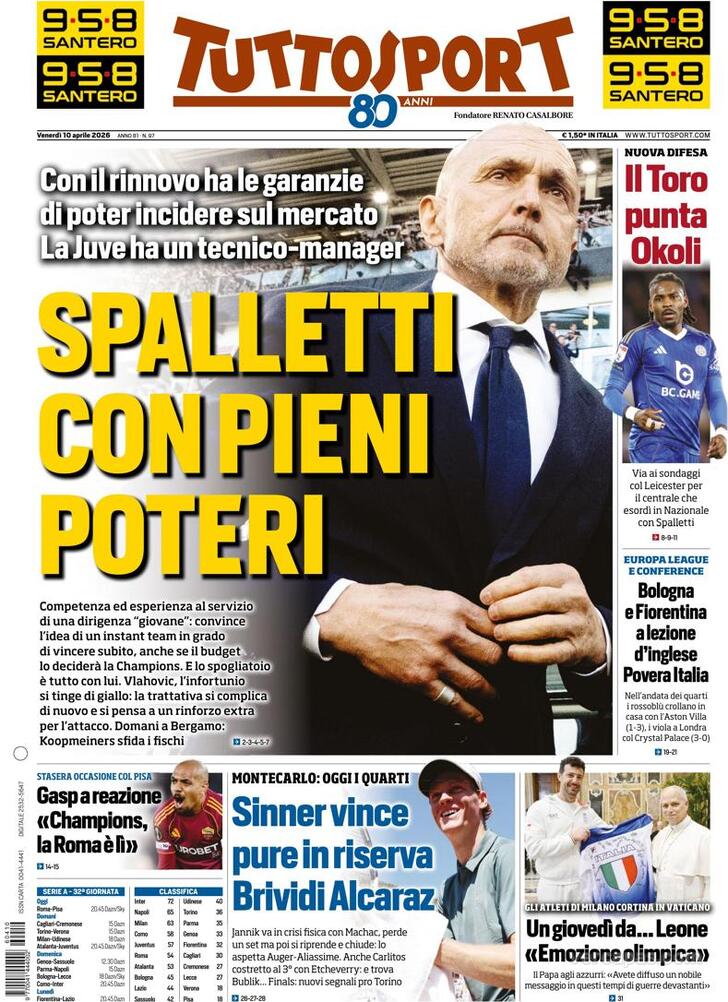 Capa Tuttosport - 2026-04-10