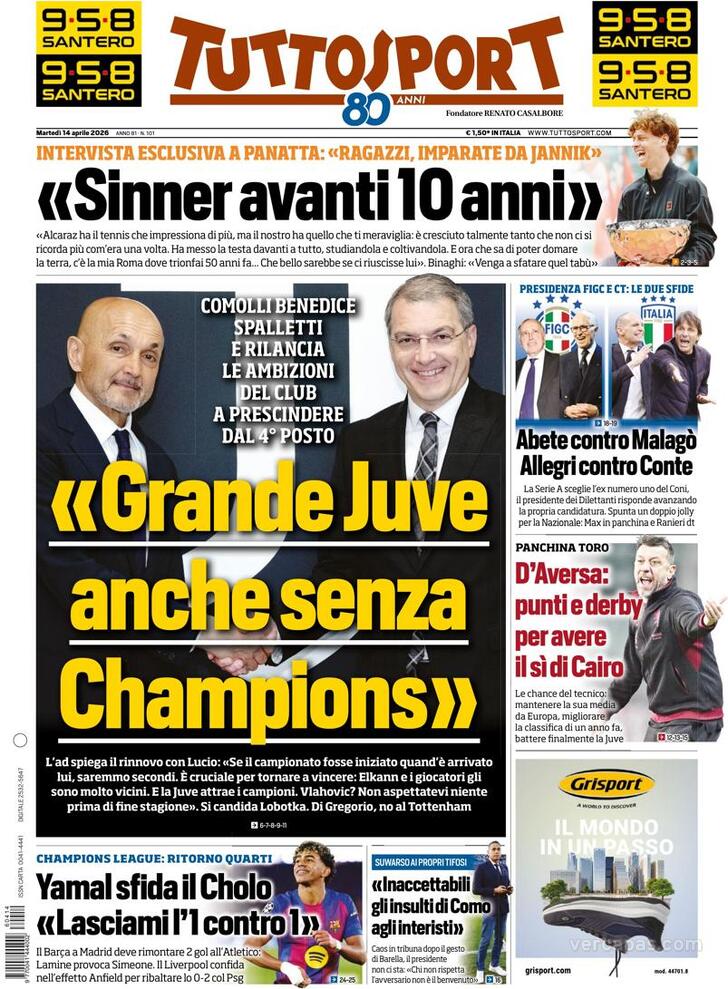 Capa Tuttosport - 2026-04-14