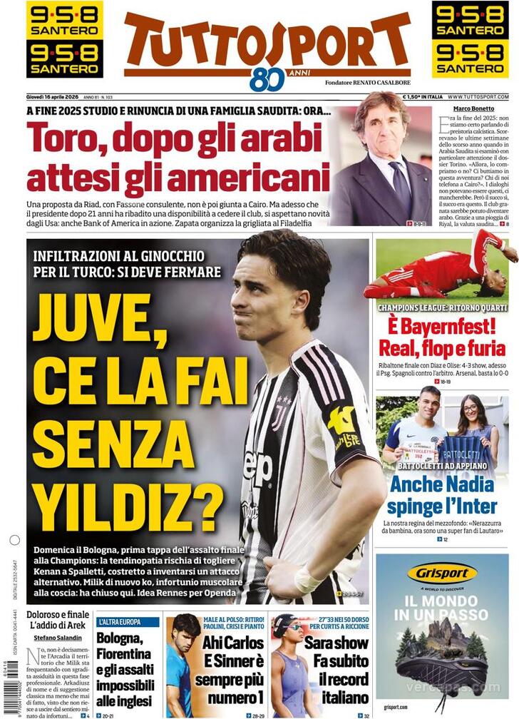 Capa Tuttosport - 2026-04-16