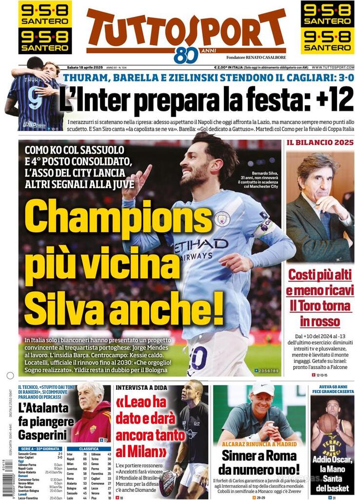 Capa Tuttosport - 2026-04-18