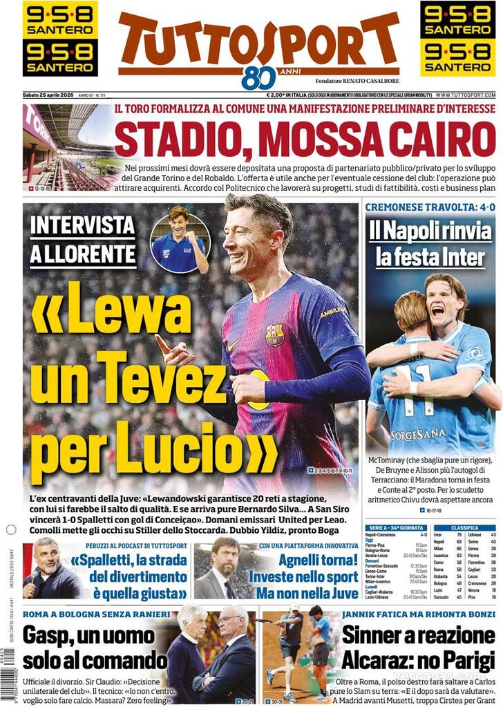Capa Tuttosport - 2026-04-25