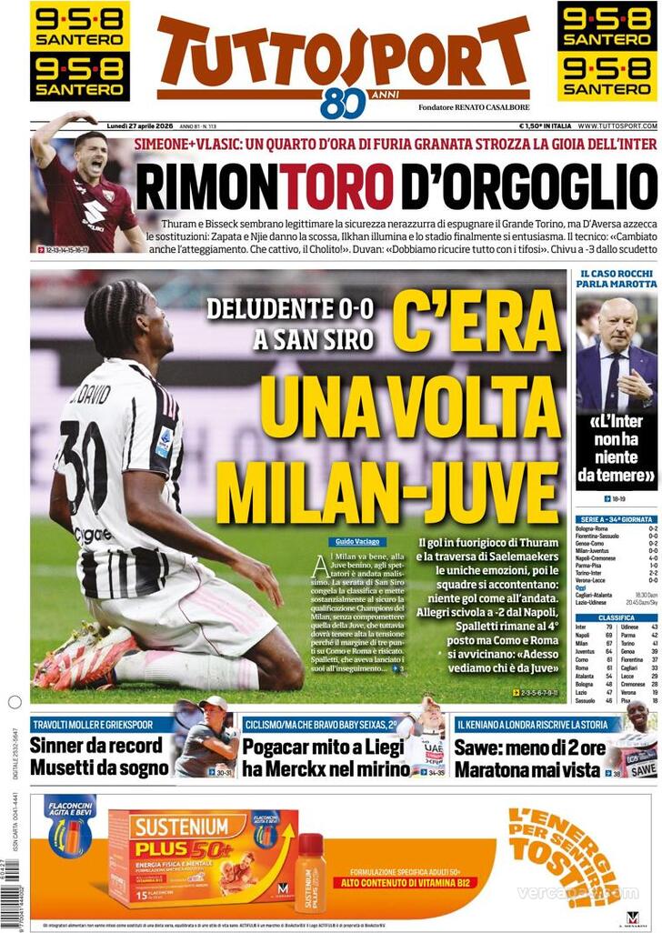Capa Tuttosport - 2026-04-27