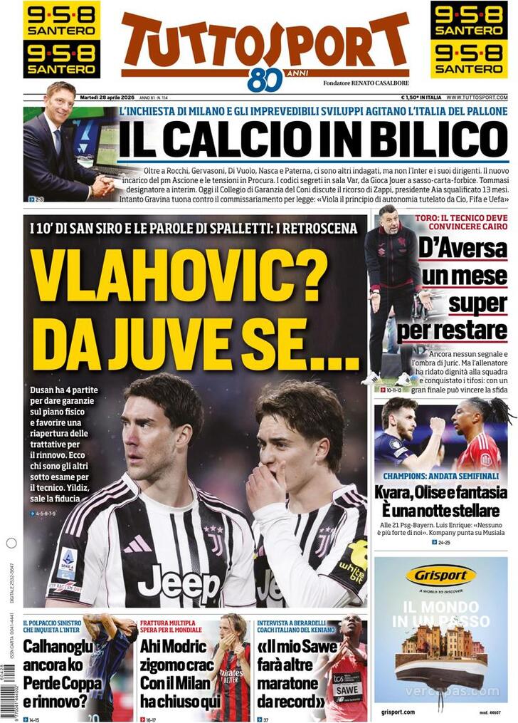 Capa Tuttosport - 2026-04-28
