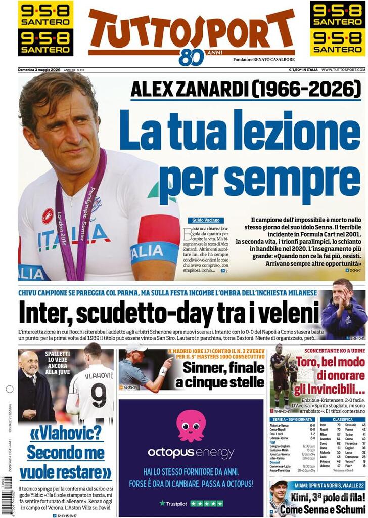 Capa Tuttosport - 2026-05-03