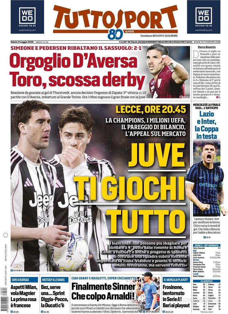 Capa Tuttosport - 2026-05-09