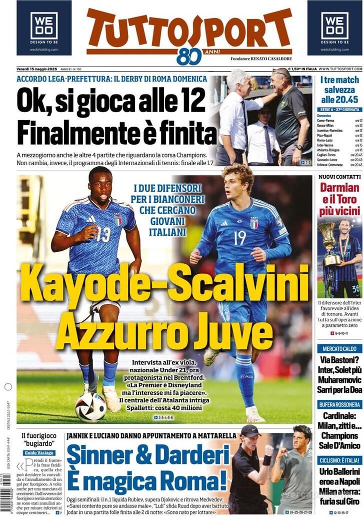 Capa Tuttosport - 2026-05-15