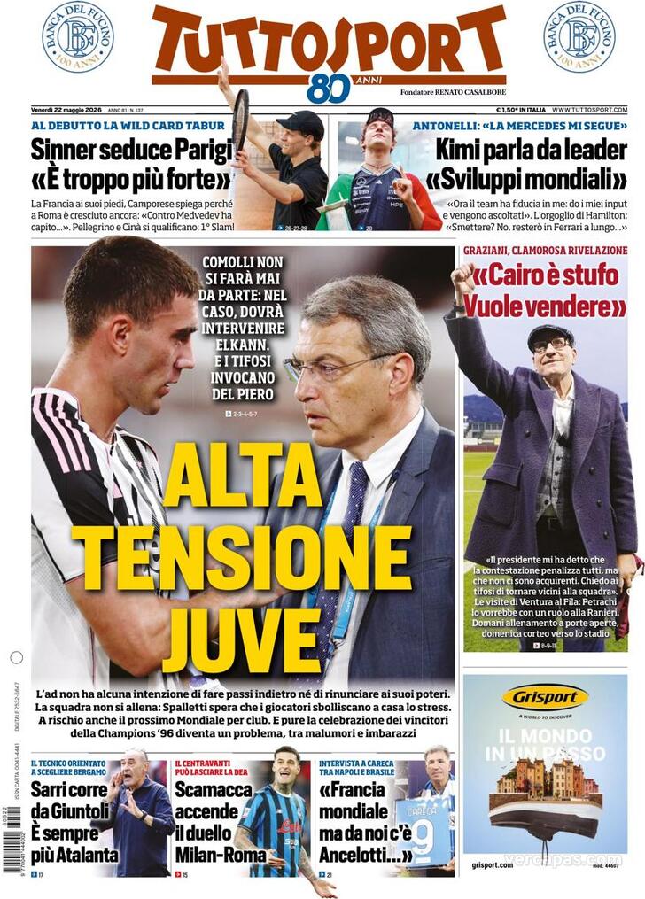 Capa Tuttosport - 2026-05-22