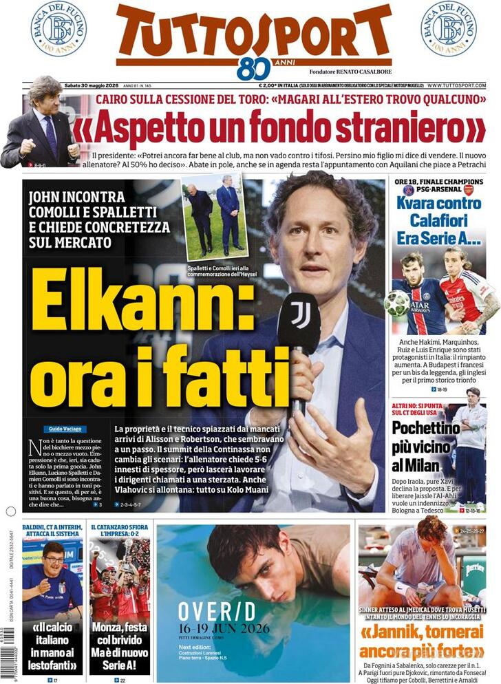 Capa Tuttosport - 2026-05-30