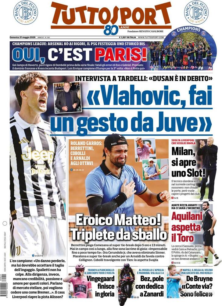 Capa Tuttosport - 2026-05-31