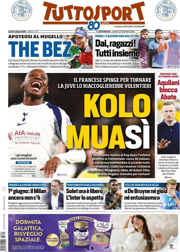 Capa Tuttosport - 2026-06-01