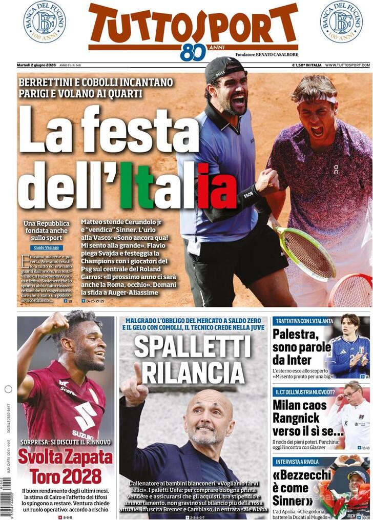 Capa Tuttosport - 2026-06-02