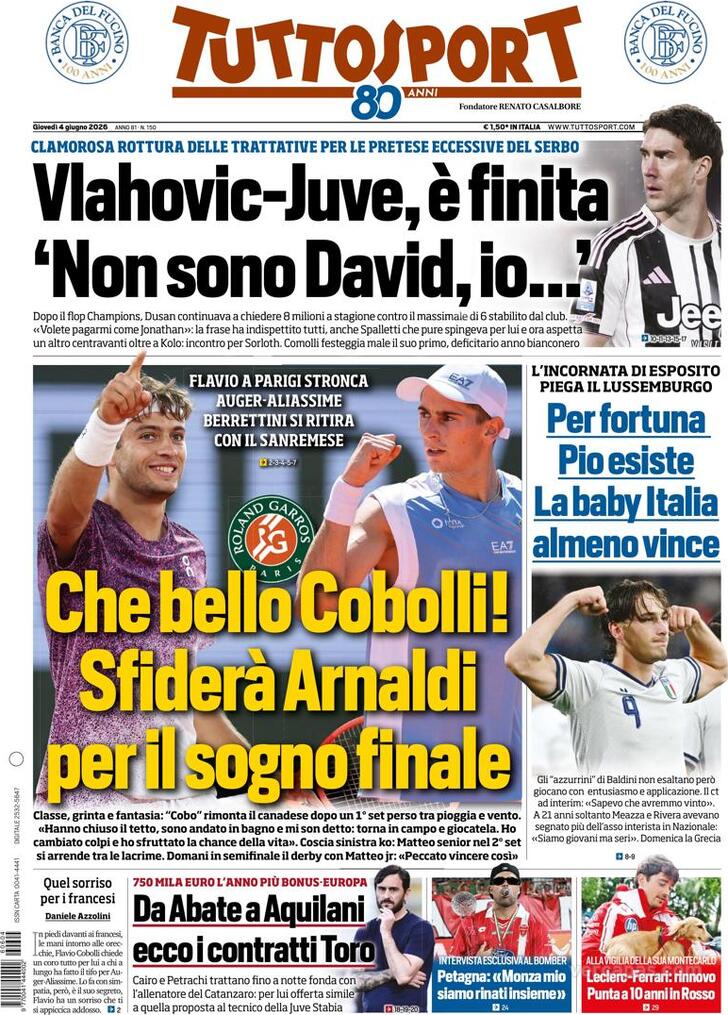 Capa Tuttosport - 2026-06-04