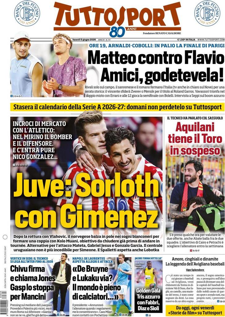 Capa Tuttosport - 2026-06-05